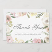 Elegant Blush Pink Floral Border Spring Wedding Bedankkaart (Voorkant)
