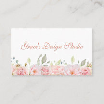 Elegant Blush Pink Floral Border Visitekaartje