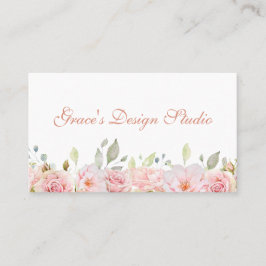 Elegant Blush Pink Floral Border Visitekaartje