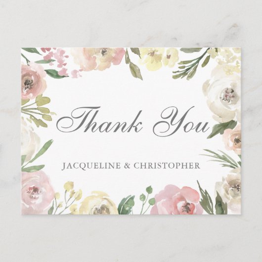 Elegant Blush Pink Floral Border Weddenschap Harte Briefkaart (Voorkant)