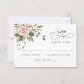 Elegant Blush Pink Floral Botanical Weddenschap RS RSVP Kaartje (Voorkant)