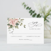 Elegant Blush Pink Floral Botanical Weddenschap RS RSVP Kaartje (Staand voorkant)
