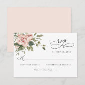 Elegant Blush Pink Floral Botanical Weddenschap RS RSVP Kaartje (Voorkant / Achterkant)