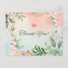 Elegant Blush Pink Floral Bridal bedankt je credit Briefkaart