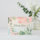Elegant Blush Pink Floral Bridal bedankt je credit Briefkaart (Staand voorkant)