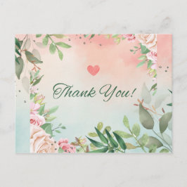 Elegant Blush Pink Floral Bridal bedankt je credit Briefkaart