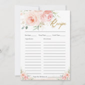 Elegant Blush Pink Floral Bridal Bring Recipe Kaar Bedankkaart (Voorkant)