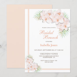 Elegant Blush Pink Floral Bridal Brunch Kaart