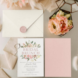 Elegant Blush Pink Floral Bridal Brunch Shower Kaart