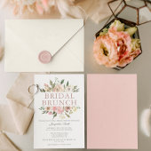 Elegant Blush Pink Floral Bridal Brunch Shower Kaart