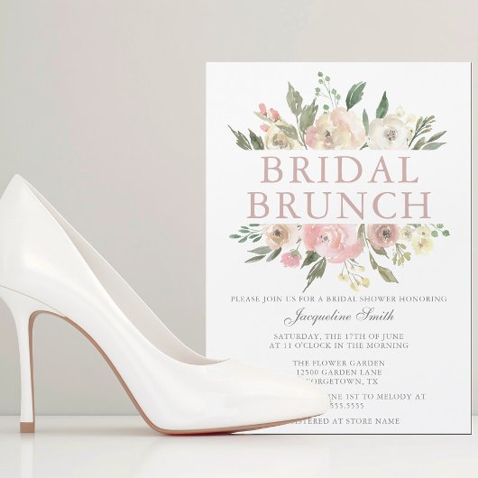 Elegant Blush Pink Floral Bridal Brunch Shower Magnetische Uitnodiging