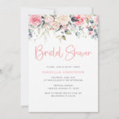 Elegant Blush Pink Floral Bridal Shower Uitnodigin Kaart (Voorkant)