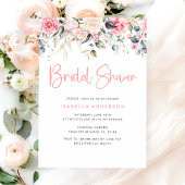Elegant Blush Pink Floral Bridal Shower Uitnodigin Kaart