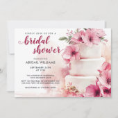 Elegant Blush Pink Floral Cake Vrijgezellenfeest Kaart (Voorkant)