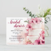 Elegant Blush Pink Floral Cake Vrijgezellenfeest Kaart (Staand voorkant)