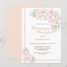 Elegant Blush Pink Floral Champagne Breakfast Kaart