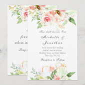 Elegant Blush Pink Floral Christelijk bruiloft Kaart (Voorkant / Achterkant)