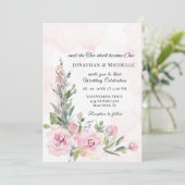 Elegant Blush Pink Floral Christelijk bruiloft Kaart (Staand voorkant)