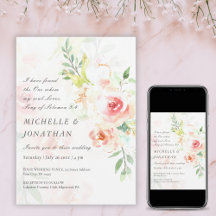 Elegant Blush Pink Floral Christelijk bruiloft