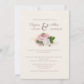 Elegant  Blush Pink Floral Cream Wedding Kaart (Voorkant)