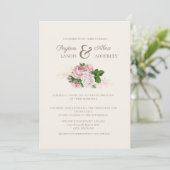 Elegant Blush Pink Floral Cream Wedding Kaart (Staand voorkant)