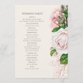 Elegant Blush Pink Floral Cream Wedding Programme Programmakaart (Achterkant)