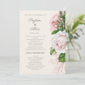 Elegant Blush Pink Floral Cream Wedding Programme Programmakaart (Staand voorkant)