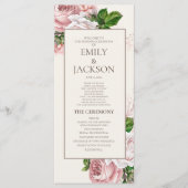 Elegant Blush Pink Floral Cream Wedding Programme Programmakaart (Voorkant)