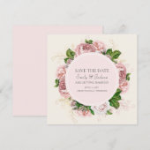 Elegant Blush Pink Floral Cream Weduwnaar Opslagda Kaart (Voorkant / Achterkant)