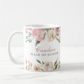 Elegant Blush Pink Floral Custom Maid of Honor Koffiemok (Links)