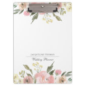 Elegant Blush Pink Floral Custom Wedding Planner Klembord (Voorkant)