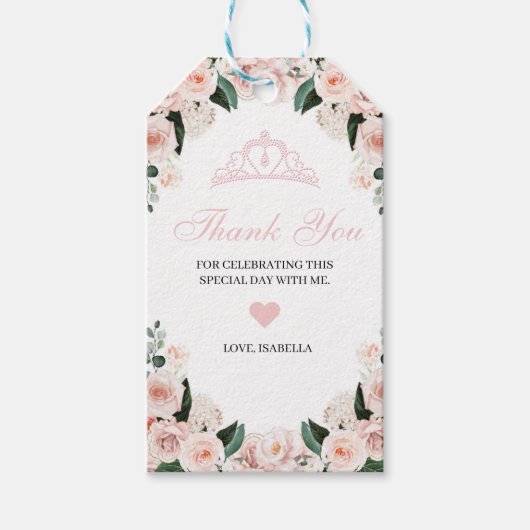 Elegant Blush Pink Floral Dank je Labels Cadeaulabel (Voorkant)