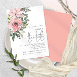 Elegant Blush Pink Floral Dertigste verjaardag Kaart<br><div class="desc">Elegant Blush Pink Florals Dertigste Birthday Uitnodiging. Een trendy artsy floral illustratie om je gasten uit te nodigen om je 30ste verjaardag te vieren, met bloemen en bladeren naar de linker bovenhoek. Een elegant geplaatst manuscript voor de gelegenheid en personaliseer gemakkelijk de rest van de tekst aan uw eigen vereisten....</div>