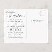 Elegant Blush Pink Floral Dusty Blue Save The Date Aankondigingskaart (Achterkant)