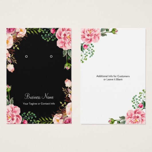 Elegant Blush Pink Floral Earing Display Cards Visitekaartje (Voorkant /achterkant)