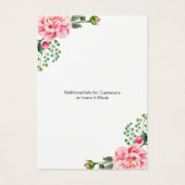 Elegant Blush Pink Floral Earing Display Cards Visitekaartje (Achterkant)