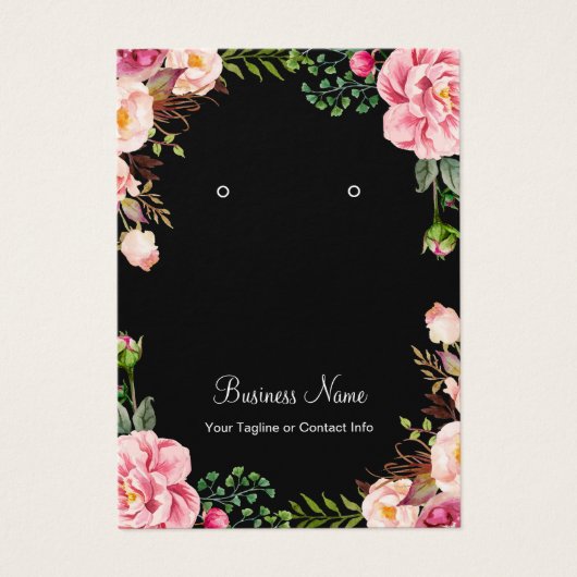 Elegant Blush Pink Floral Earing Display Cards Visitekaartje (Voorkant)