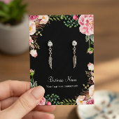 Elegant Blush Pink Floral Earing Display Cards Visitekaartje