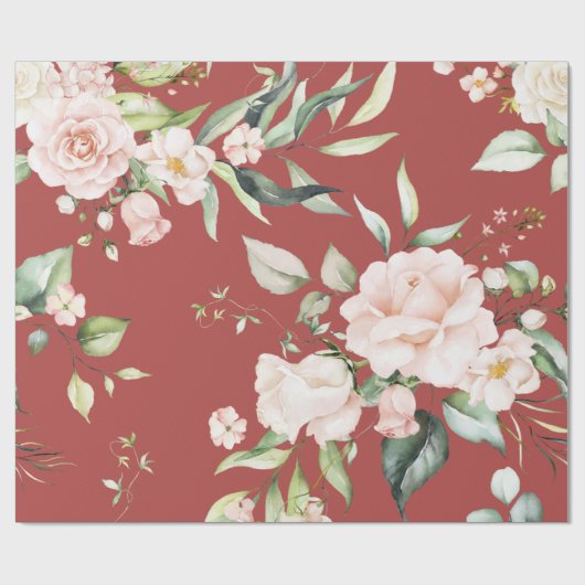 Elegant Blush Pink Floral Eucalyptus Gift Cadeaupapier (Vlak)