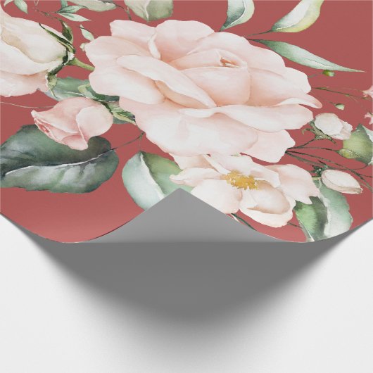 Elegant Blush Pink Floral Eucalyptus Gift Cadeaupapier (Hoek)