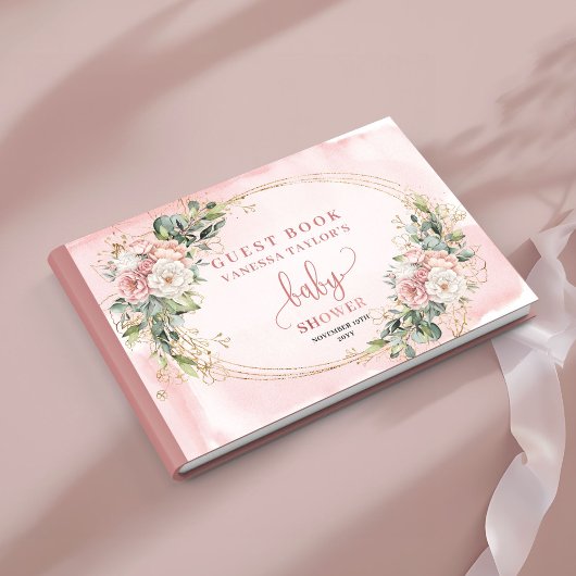 Elegant Blush Pink Floral Eucalyptus Guest Book Gastenboek