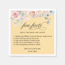 Elegant Blush Pink Floral Facts Weddenschap Servet