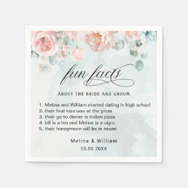 Elegant Blush Pink Floral Facts Weddenschap Servet