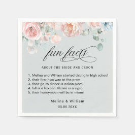 Elegant Blush Pink Floral Facts Weddenschap Servet
