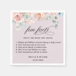 Elegant Blush Pink Floral Facts Weddenschap Servet