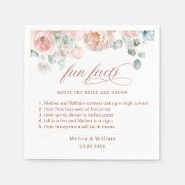 Elegant Blush Pink Floral Facts Weddenschap Servet