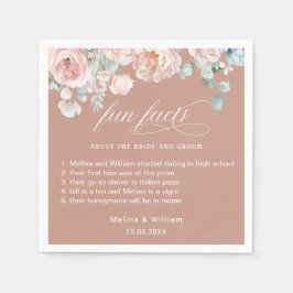 Elegant Blush Pink Floral Facts Weddenschap Servet