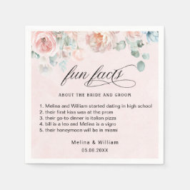 Elegant Blush Pink Floral Facts Weddenschap Servet
