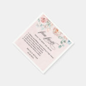 Elegant Blush Pink Floral Facts Weddenschap Servet (Hoek)