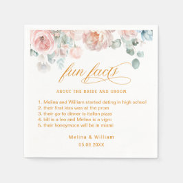 Elegant Blush Pink Floral Facts Weddenschap Servet